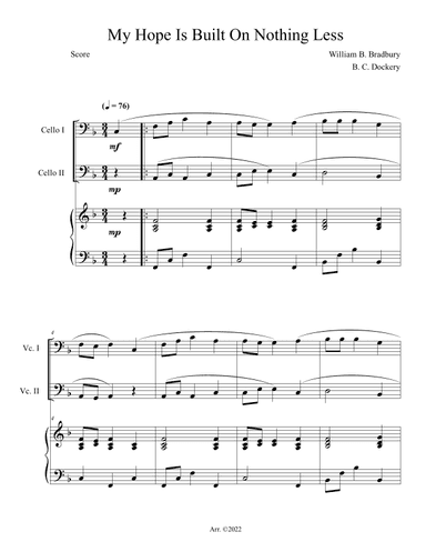 My Hope Is Built On Nothing Less (Cello Duet with Piano Accompaniment) (arr. B. C. Dockery)