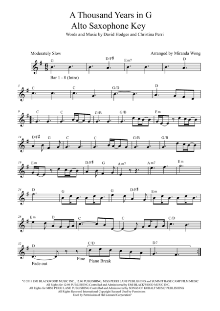 A Thousand Years (arr. Miranda Wong)