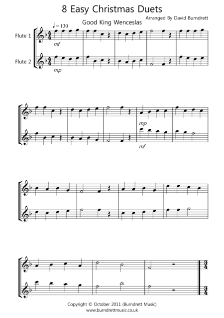 8 Easy Christmas Duets for Flute (arr. David Burndrett)