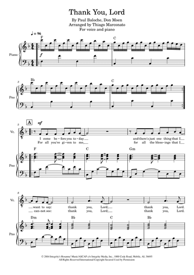 Thank You, Lord (arr. Thiago Marconato)