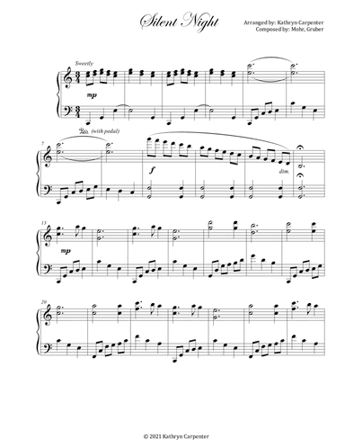 Silent Night (Advanced, Intermediate) (arr. Kathryn Carpenter)