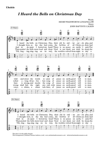 I Heard the Bells on Christmas Day (for Ukulele with TAB) (arr. Michael Thomas Andrews)