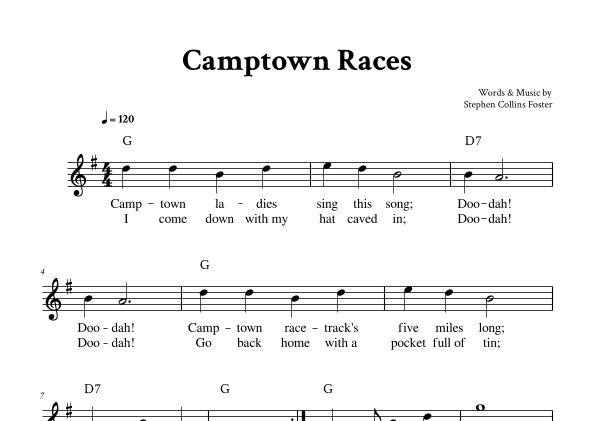 Camptown Races - Lead Sheet (G Major) (arr. Yuri Noronha)