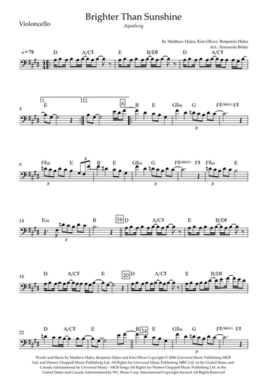 Brighter Than Sunshine (arr. Fernando Britto)