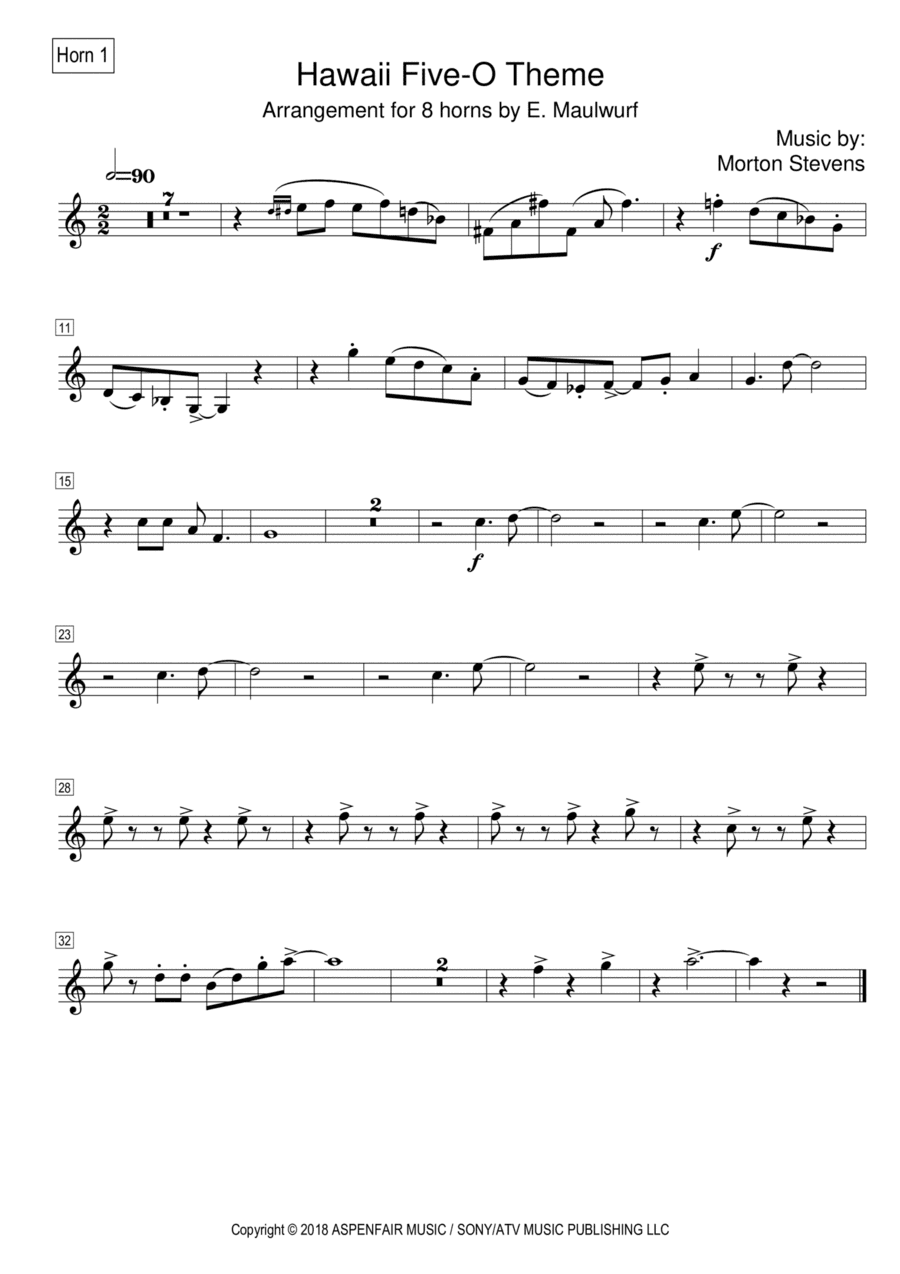 Hawaii Five-o Theme (arr. Maulwurf)