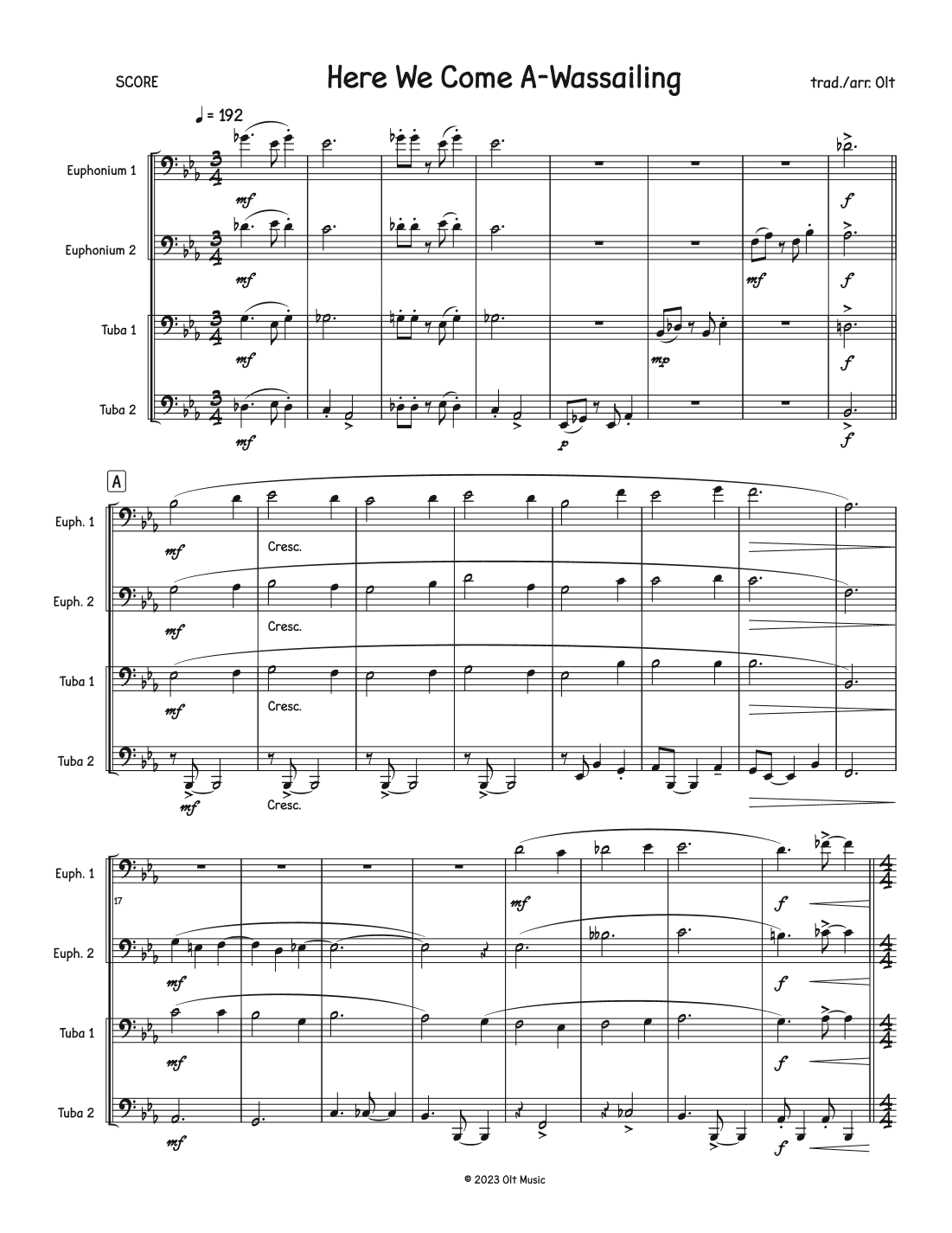 Here We Come A-Wassailing (arr. Tim Olt)