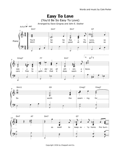 Easy To Love (you'd Be So Easy To Love) (arr. David Lee Gingras and John E. Dosher)