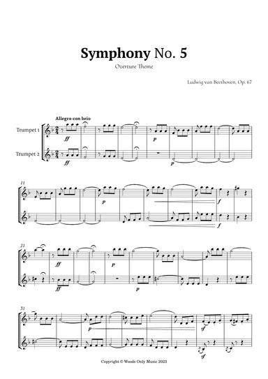 Symphony No. 5 by Beethoven for Trumpet Duet (arr. Ander)