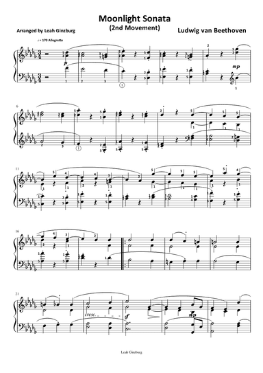 Moonlight Sonata L. v Beethoven 2nd movement (arr. Leah Ginzburg)