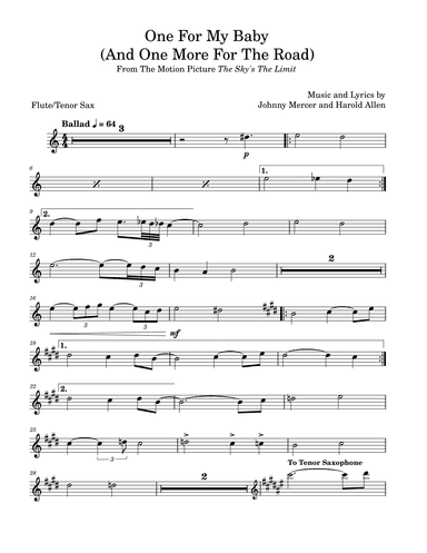 One For My Baby (and One More For The Road) (arr. David Lartey)