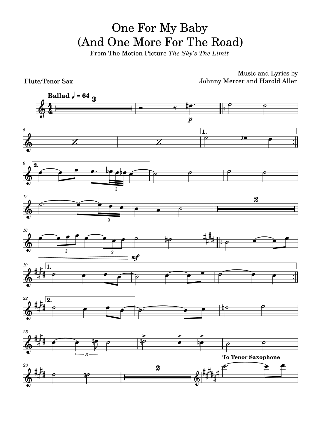 One For My Baby (and One More For The Road) (arr. David Lartey)