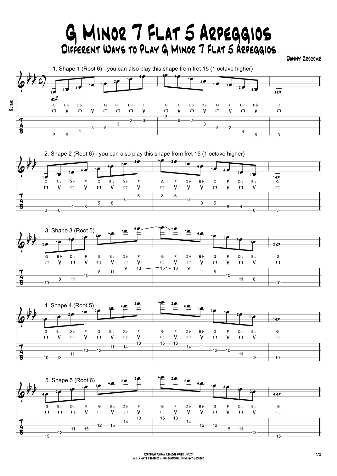 G Minor 7 Flat 5 Arpeggios (5 Ways to Play)