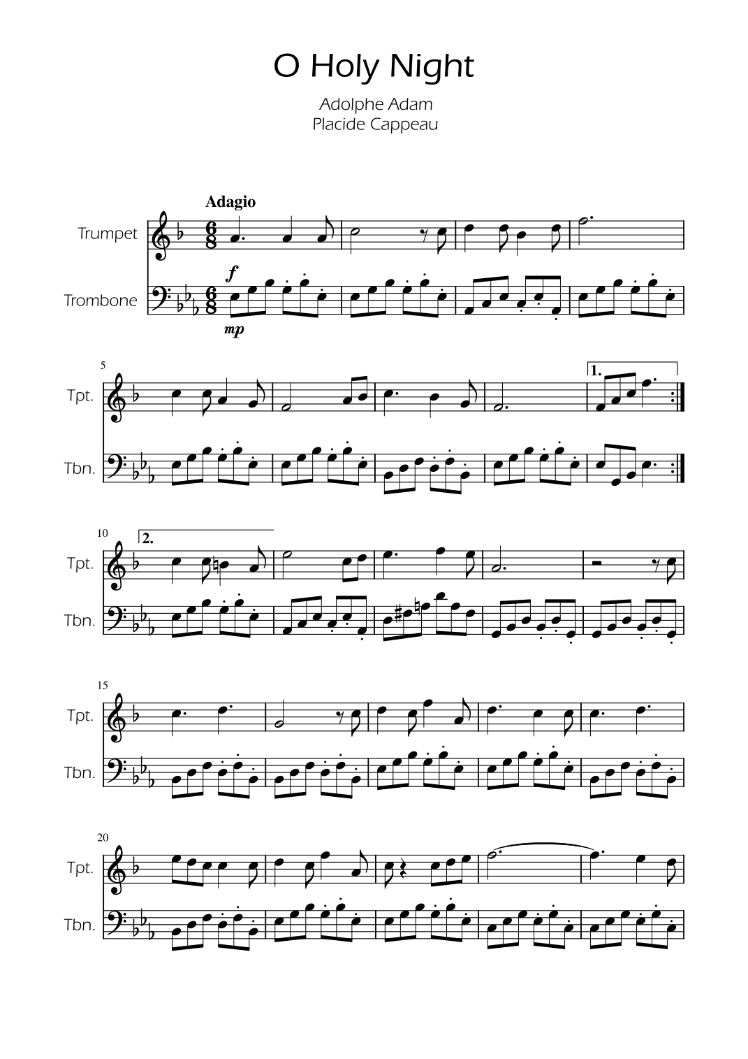O Holy Night - Trumpet and Trombone Duet (arr. Ygor Nunes)