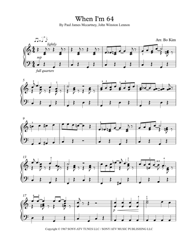 When I'm Sixty-four (arr. Bo Kim)