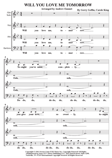 Will You Love Me Tomorrow (will You Still Love Me Tomorrow) (arr. Andrew Emmet)