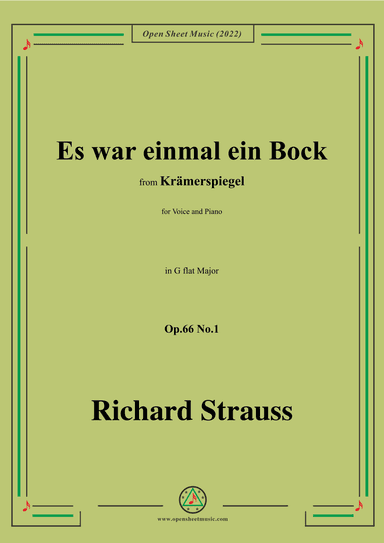 Richard Strauss-Es war einmal ein Bock,in G flat Major,Op.66 No.1 (arr. OSM Press)