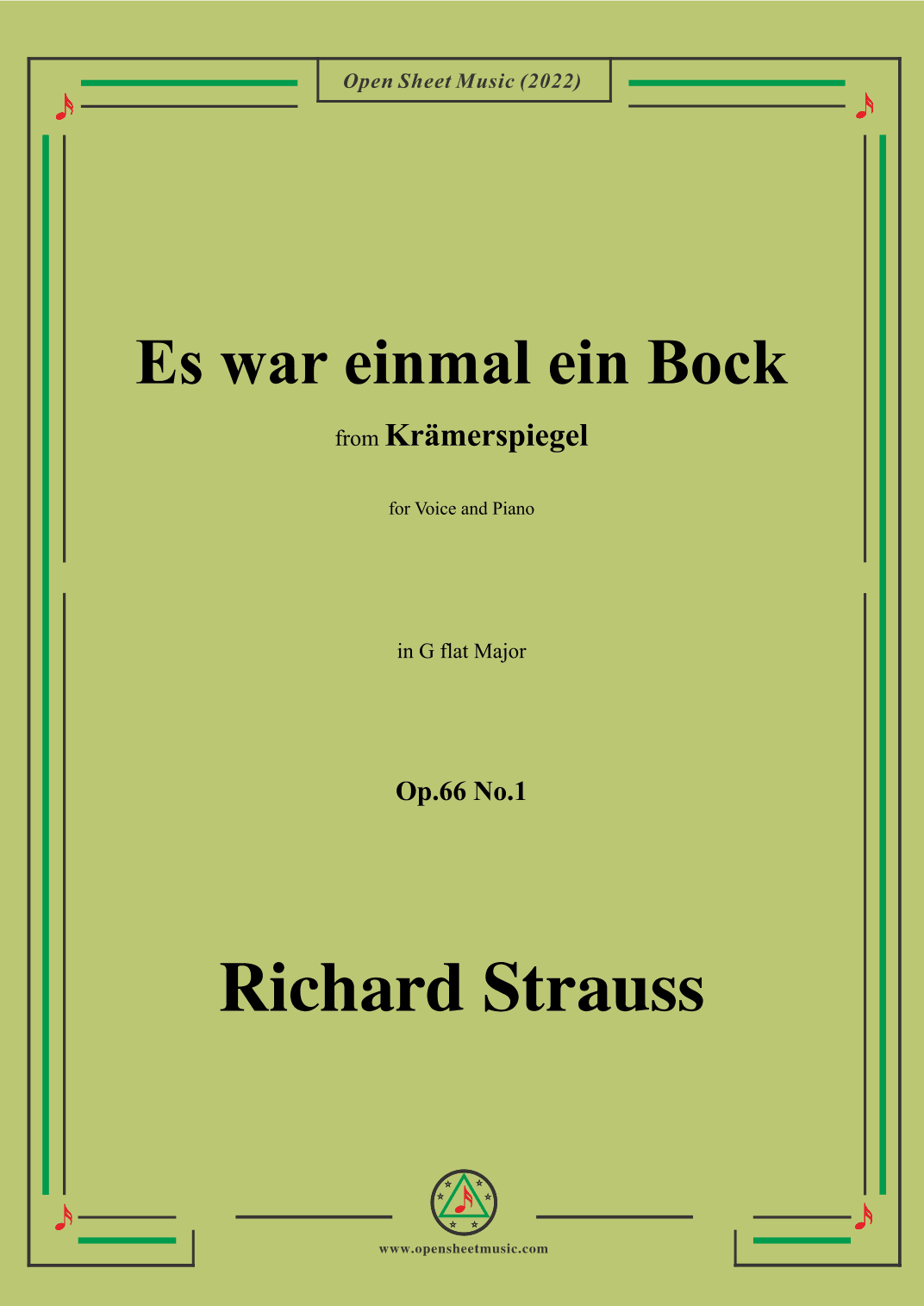 Richard Strauss-Es war einmal ein Bock,in G flat Major,Op.66 No.1 (arr. OSM Press)
