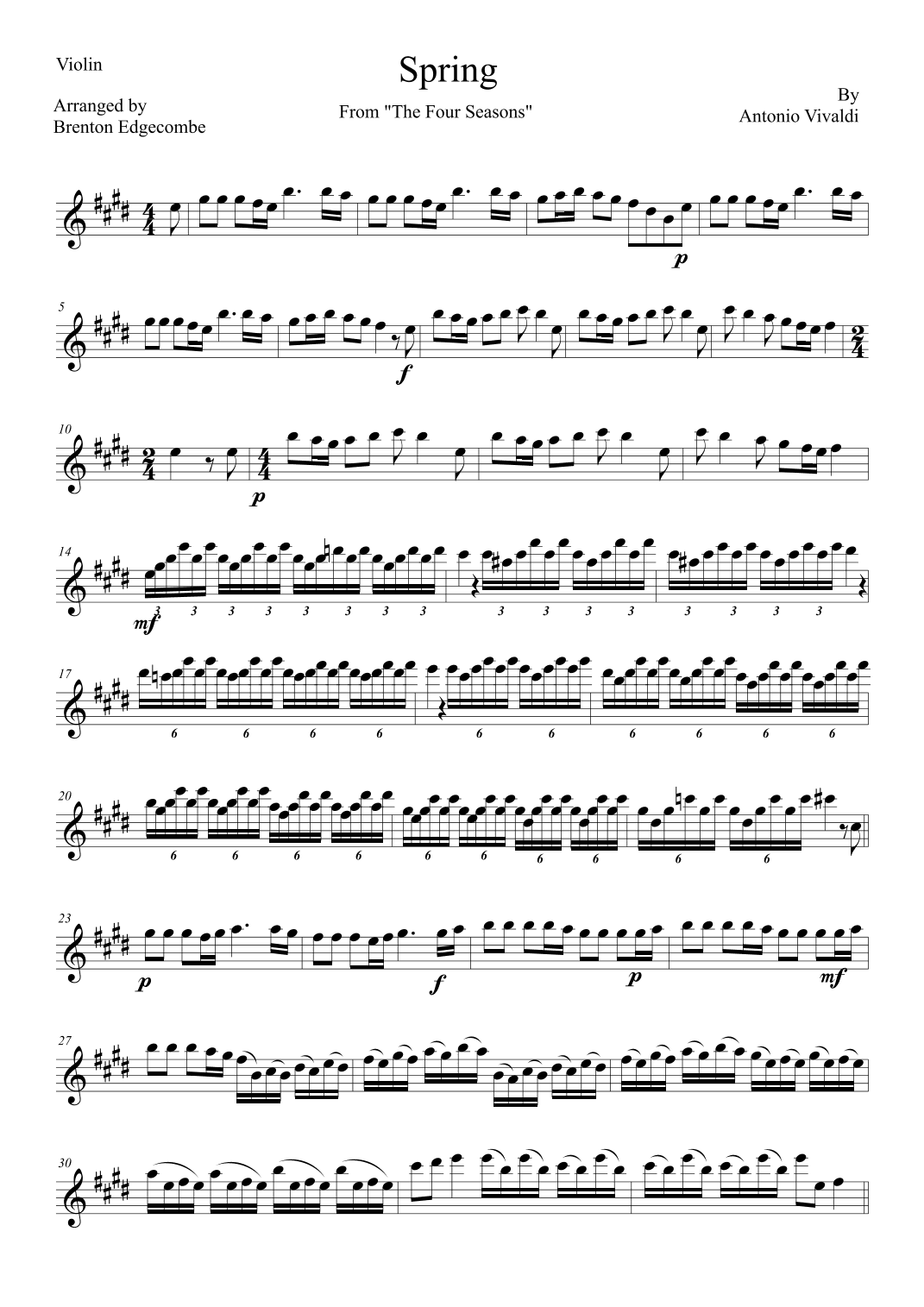 Spring (La Primavera) from "The Four Seasons" (arr. Adelaide String Duo)
