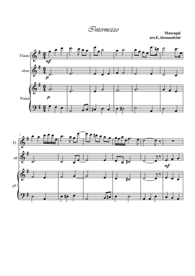 Intermezzo from "Cavalleria Rusticana" . Flute, oboe and piano (arr. Ester Alessandrini)