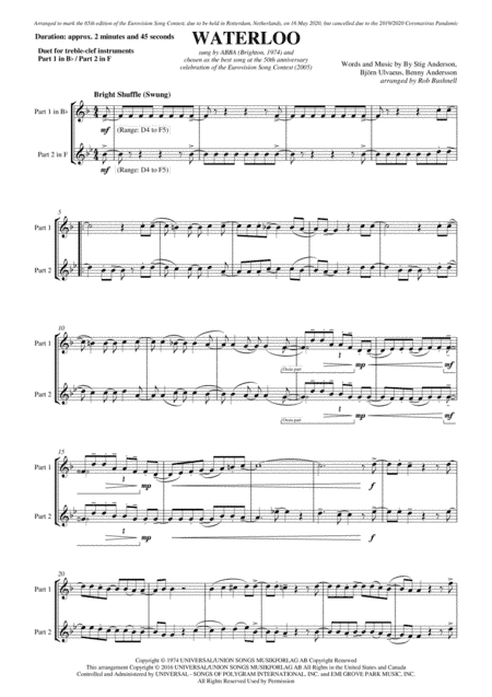 Waterloo (arr. Rob Bushnell)