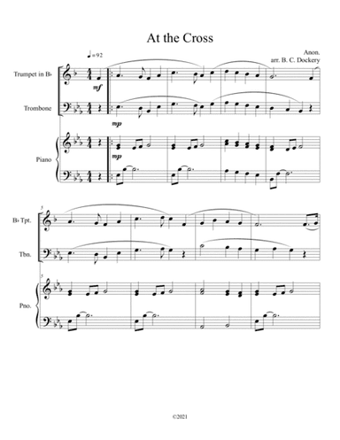At the Cross (trumpet and trombone duet) with optional piano accompaniment (arr. B. C. Dockery)