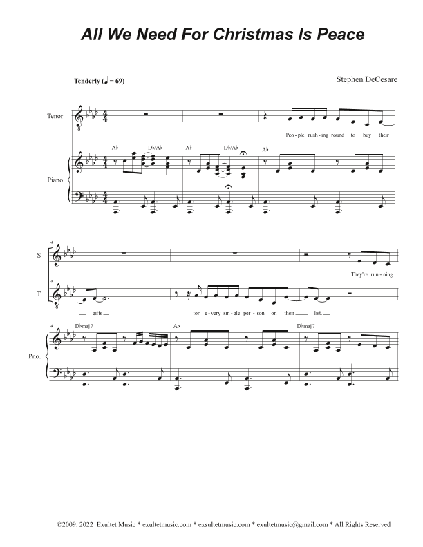 All We Need For Christmas Is Peace (2-part choir - (Soprano and Tenor)
