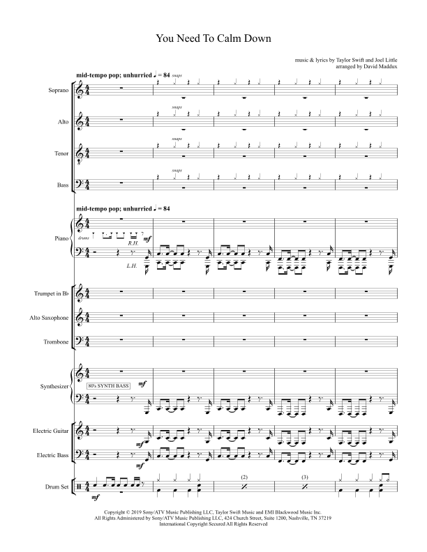 You Need To Calm Down (arr. David Maddux)