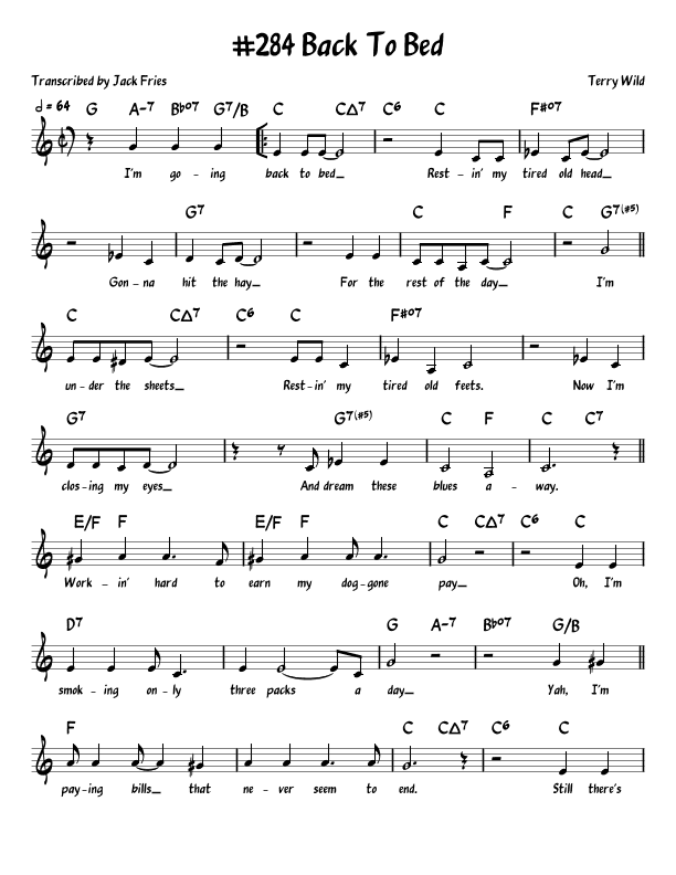 Back To Bed (arr. John Fries)