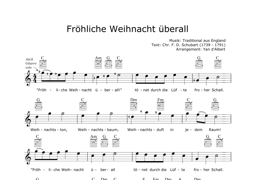 Fröhliche Weihnacht überall (Arr.: Yan d'Albert)