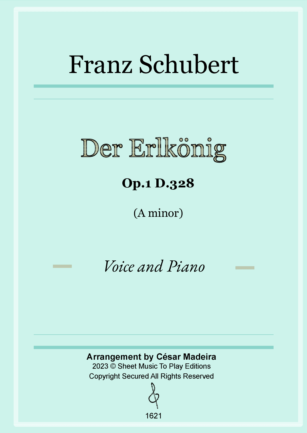 Der Erlkönig by Schubert - Voice and Piano - A minor (Full Score and Parts) (arr. César Madeira)