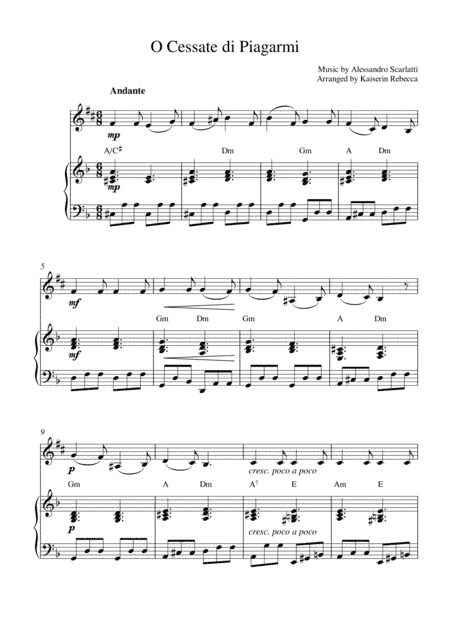 O Cessate di Piagarmi (arr. Kaiserin Rebecca)