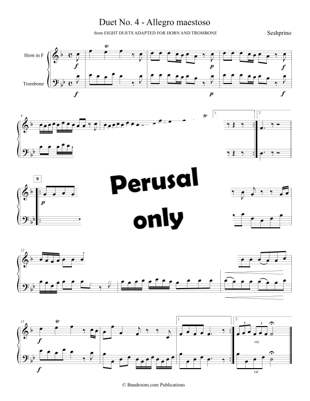 “Duet No. 4 - Allegro maestoso” from EIGHT DUETS ADAPTED FOR HORN AND TROMBONE (arr. Brian Harris)
