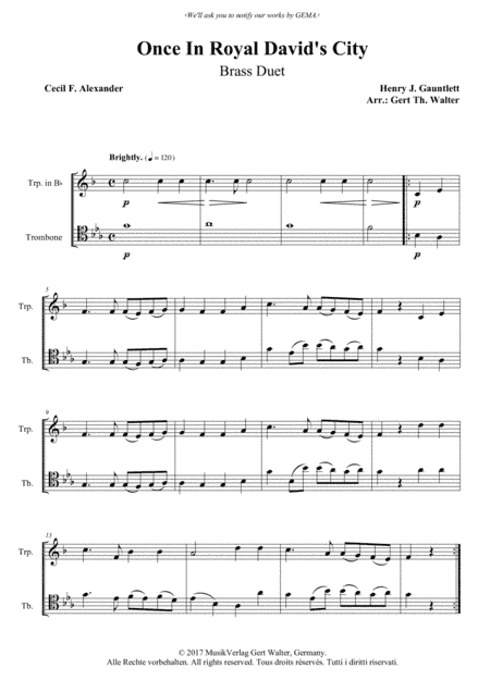 Once In Royal David's City (arr. Gert Th. Walter)