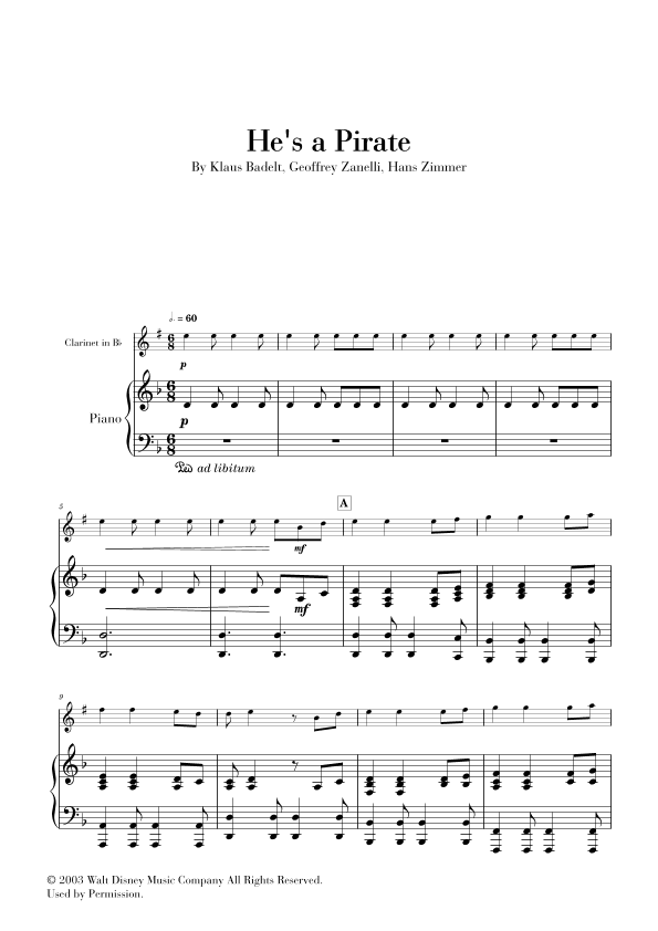He's A Pirate (arr. Cadenza Editions)