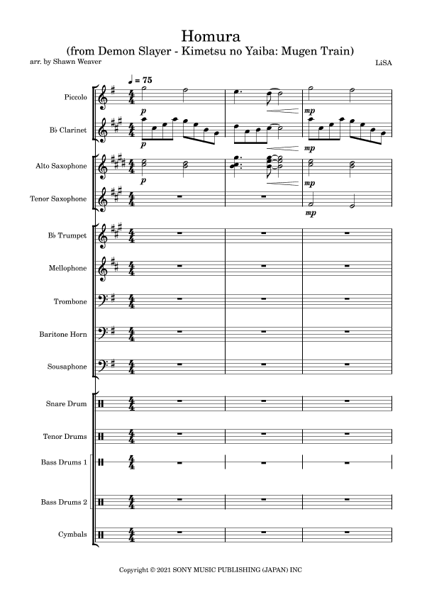 Homura (arr. Shawn Weaver)