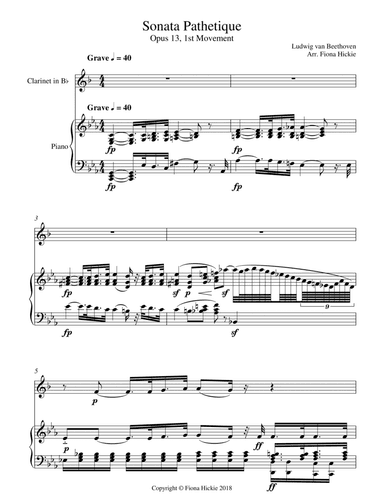 Sonata Pathetique, Op 13, 1st Movement (arr. Fiona Hickie)