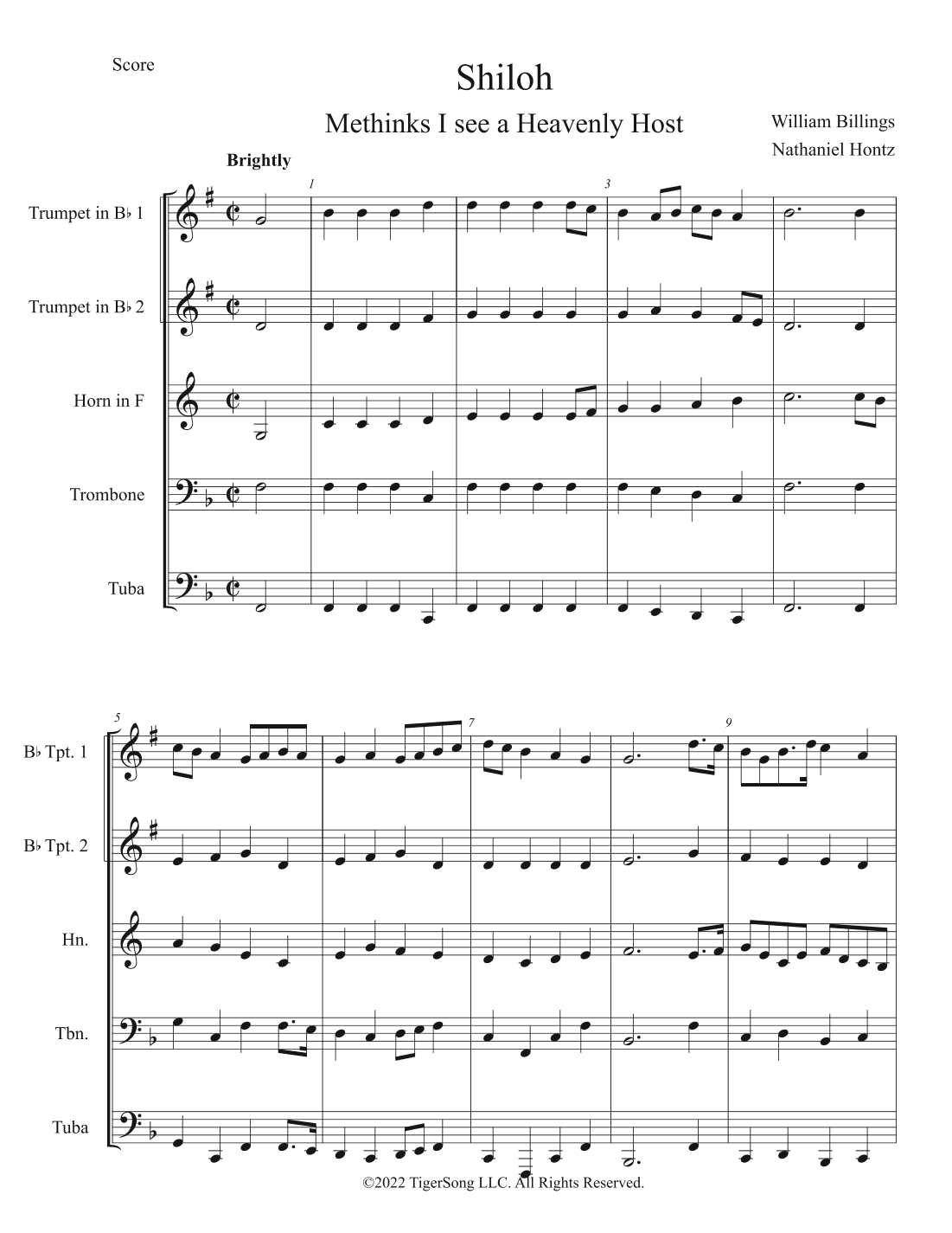 Shiloh (Early American Christmas Carol) for Brass Quintet (arr. Nathaniel Hontz)