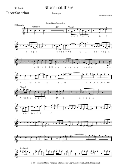 She's Not There (arr. stefan-lamml.de)