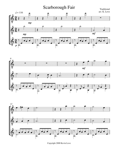 Scarborough Fair (Guitar Trio) - Score and Parts (arr. Kevin Love)