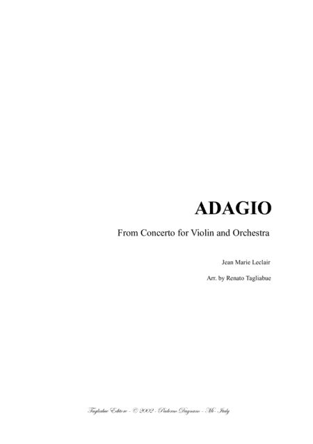 ADAGIO - J.M. Leclair - Arr. for String quartet - With parts (arr. Renato Tagliabue)