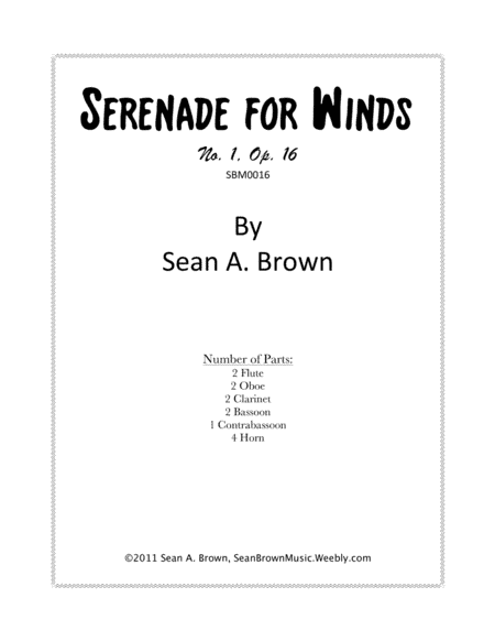 Serenade for Winds No. 1, Op. 16