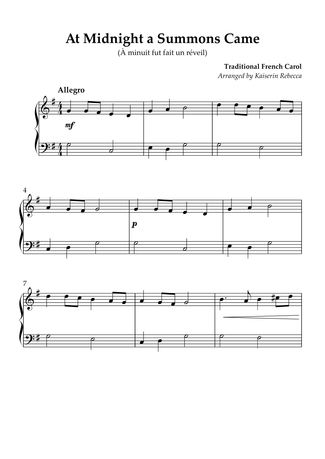 At Midnight a Summons Came (arr. Kaiserin Rebecca)