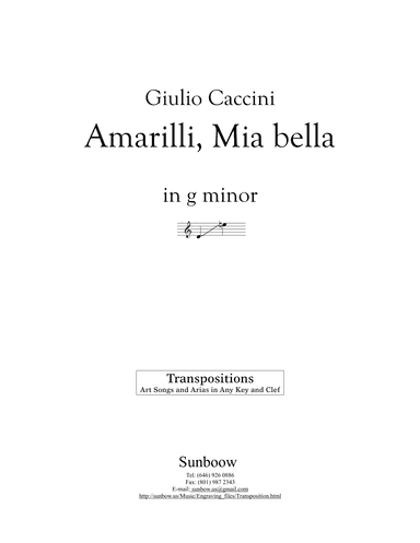 Caccini: Amarilli, mia bella (g minor) (arr. Sunbow)