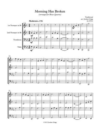 Morning Has Broken (Brass Quartet) (arr. Jordan Grigg)