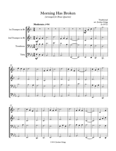 Morning Has Broken (Brass Quartet) (arr. Jordan Grigg)