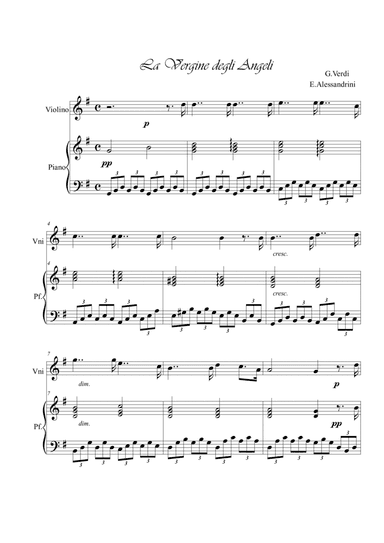 The Virgin of the Angels from "The Force of Destiny" (La Vergine degli Angeli). Violin and piano (arr. Ester Alessandrini)