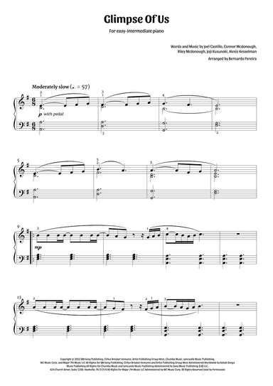 Glimpse Of Us (arr. Bernardo Pereira)
