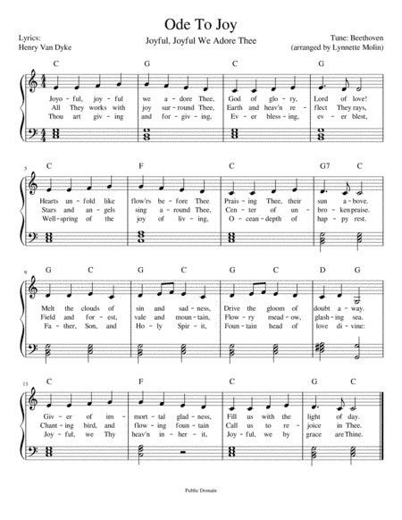 Ode To Joy with lyrics (arr. Lynnette Molin)