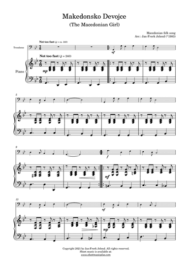 Makedonsko Devojce (The Macedonian Girl) - Eastern European folk song (arr. for trombone and piano) (arr. Jan-Frerk Jelend (*1983))