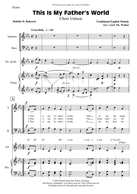This Is My Father's World (arr. Gert Th. Walter)